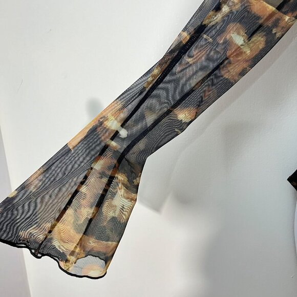 Fashion Nova Long Sleeve Mesh Bodysuit Black & Brown Size‎ L - Picture 3 of 6